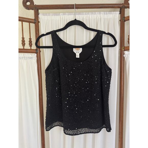 Vintage Talbots Sequin Pure Silk Tank Top - Picture 1 of 5